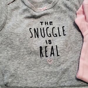Carter's Bundle Of 3 Onsie's -  Gray and Pink Kids Shirt -